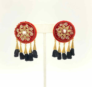 Mignonne Gavigan Red Goldtone Tassels Earrings