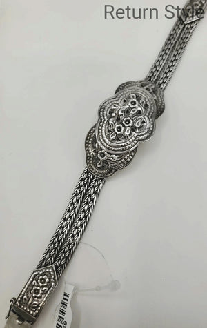 Sterling Silver Floral 7" ss Bracelet