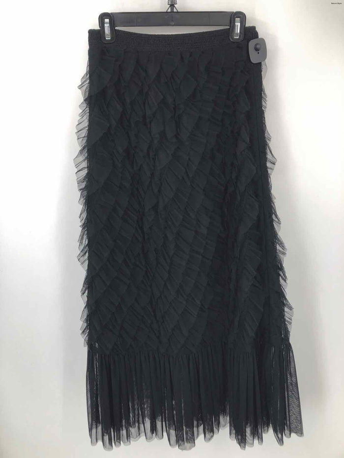KAVITA BHARTIA - ANTHROPOLOGIE Black Mesh Ruffled Elastic waist Skirt