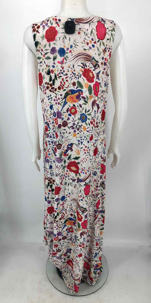 JOHNNY WAS White Pink Multi Floral Maxi Length Size LARGE  (L) Dress