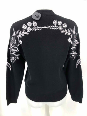 KOBI HALPERIN Black White Knit Embroidered Bomber Women Size MEDIUM (M) Jacket