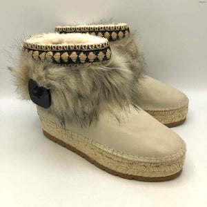 FREE PEOPLE Cream Black Leather Faux Fur Shoe Size 40 US: 9-1/2 Boots