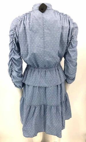 FINLEY Lt Blue Cotton Blend USA Made! Textured Ruched Size SMALL (S) Dress