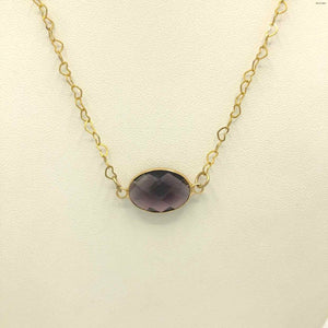 Goldtone Purple Hearts Necklace - ReturnStyle