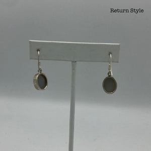 Gray Sterling Silver Druzy Oval ss Earrings