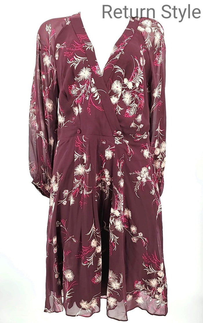JOIE Burgundy Beige Silk Floral Size 12  (L) Dress