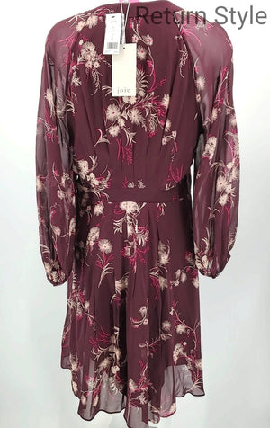 JOIE Burgundy Beige Silk Floral Size 12 (L) Dress - ReturnStyle
