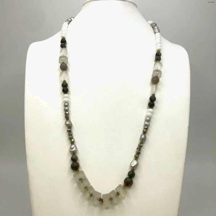 NAKAMOL White Silver Pearl Beaded Necklace