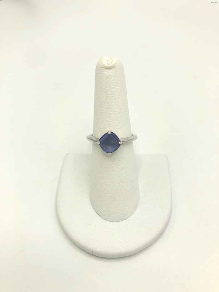 Purple Silvertone Faceted SWAROVSKI Ring Sz 8