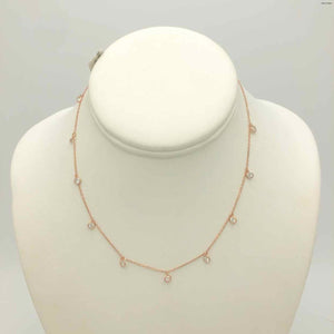 Rose Gold Clear Sterling Silver 14" ss Necklace - ReturnStyle