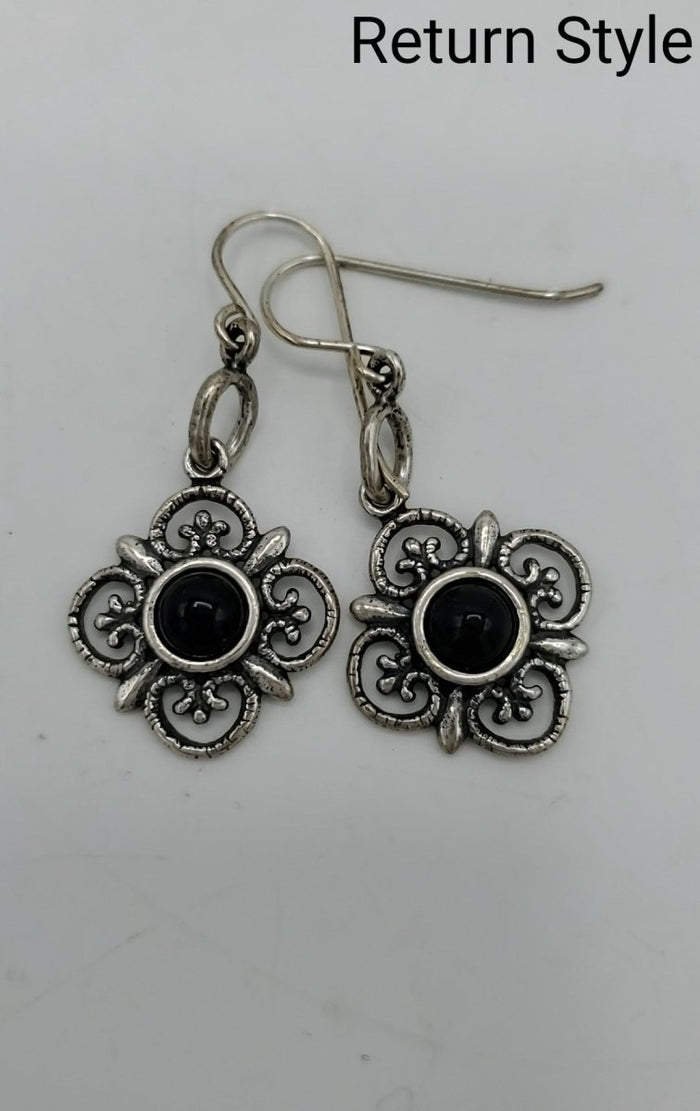 Silver Black ss Earrings