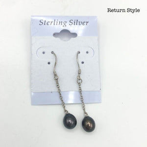 Silver Iridescent Pearl Drop ss Earrings - ReturnStyle
