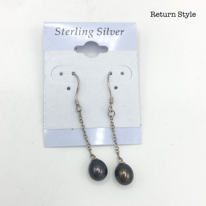 Silver Iridescent Pearl Drop ss Earrings