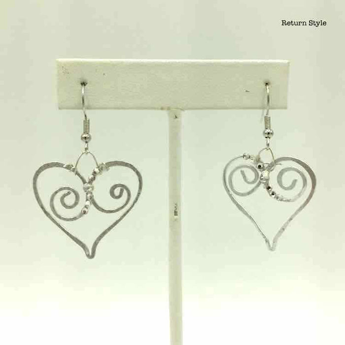 Silvertone Hearts Earrings