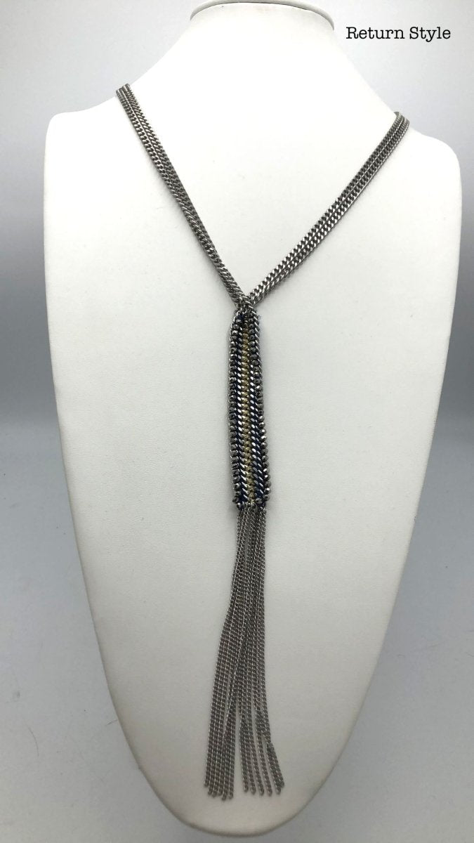 STELLA & DOT Silver Blue Chain Necklace