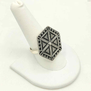 Sterling Silver Geometric Adjustable SZ 9.5 Ring SS - ReturnStyle