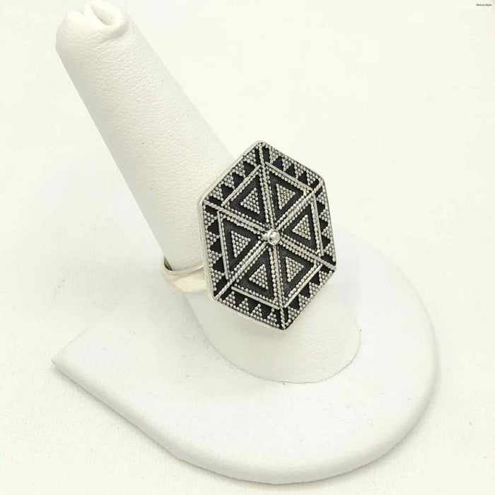 Sterling Silver Geometric Adjustable SZ 9.5 Ring SS