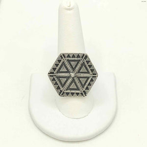 Sterling Silver Geometric Adjustable SZ 9.5 Ring SS - ReturnStyle