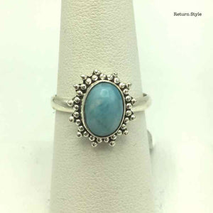Sterling Silver Larimar SZ 8 Ring SS - ReturnStyle