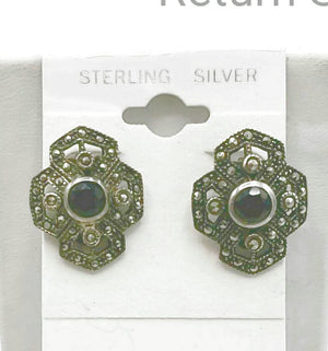 Sterling Silver Markasite ss ClipOns - ReturnStyle