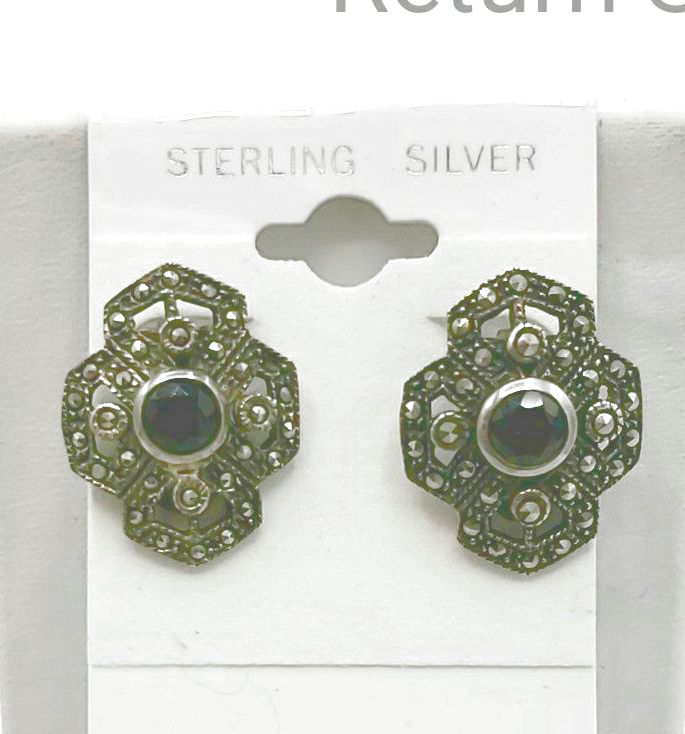 Sterling Silver Markasite ss ClipOns