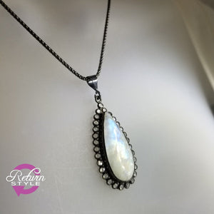 Sterling Silver Rainbow Moonstone Pendant STERLING New Neck SS RBMS - ReturnStyle