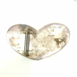 Sterling Silver Textured Heart Shape SS Belt Buckle - ReturnStyle