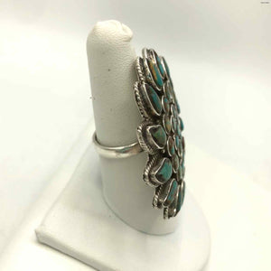 Sterling Silver Turquoise Flower ss Ring sz7 - ReturnStyle