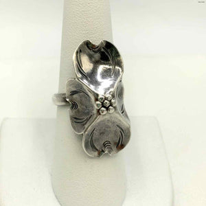 Sterling Silver Vintage Flower Adjustable ss Ring - ReturnStyle