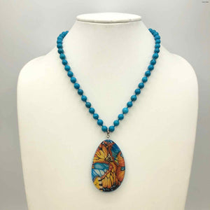 Turquoise Color Multi-Color Beaded ss Necklace - ReturnStyle