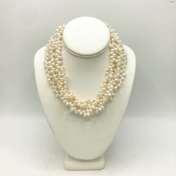 White Sterling Silver 5 Strands SS Pearl Neck