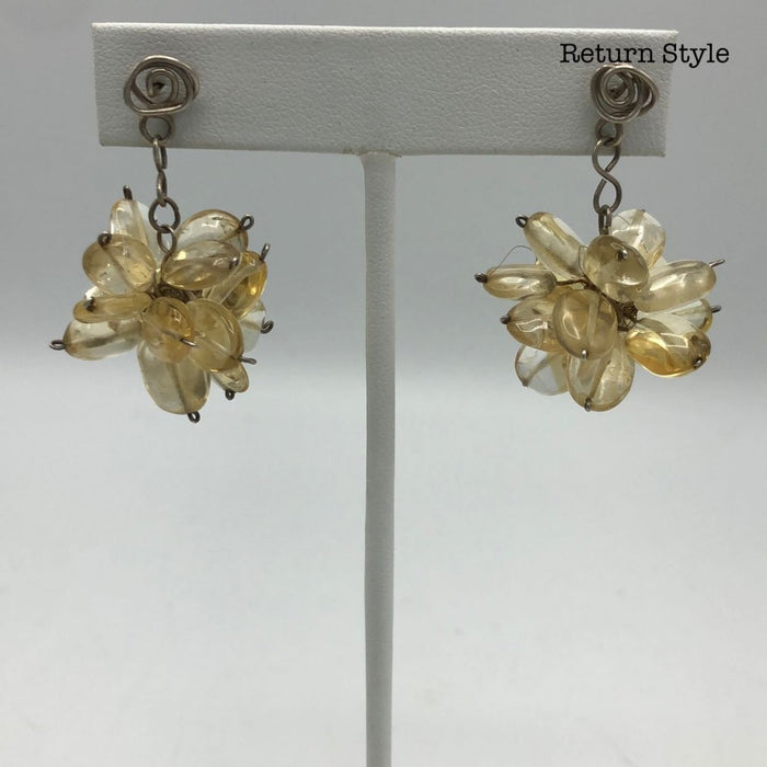 Yellow Sterling Silver beaded SS Citrine Ears